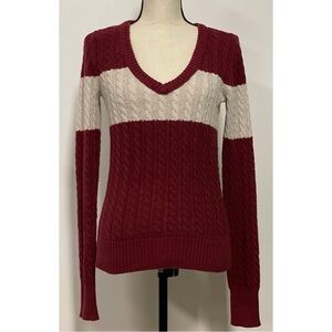 Arizona Jeans V-Neck Sweater Maroon & Gray Juniors Size M